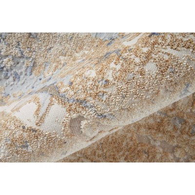Laina 2' x 3' Blue and Tan Abstract Synthetic Area Rug