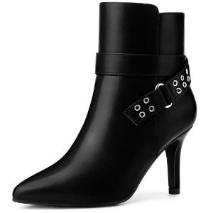 BLISSFUL STEP Pointed Toe with Buckle Dressy Stiletto Heel Ankle Boots for Women - 1 of 4