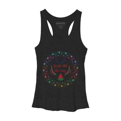 Women's Design By Humans Christmas Jingle All The Way Snowflake Circle By famenxt Racerback Tank Top