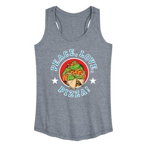 Women's - Teenage Mutant Ninja Turtles - Peace Love Pizza Graphic Racerback Tank - 1 of 4