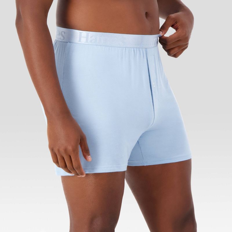 Hanes Originals Premium Men's SuperSoft Knit Boxer Shorts 2pk - Blue/Black, 4 of 9