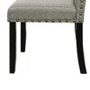 Royal Hampton 25 Inch Dining Chairs, Set of 2, Nailhead Trim, Padded Gray Upholstery, Black Wood - 3 of 4