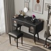 LIVAREEmlen Elegant Vanity Makeup Table & Chair Set, Modern Dressing Table with Organizer, Writing Desk, Charging Port, Black - 3 of 4