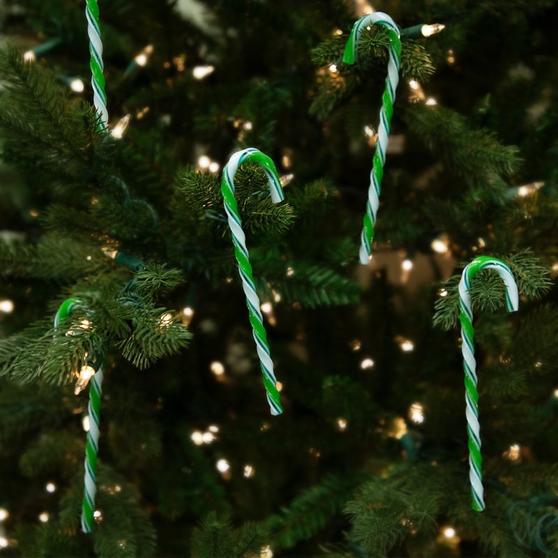 Northlight Twist Candy Cane Christmas Ornaments - 6" - Green and White - 12 ct, 3 of 7
