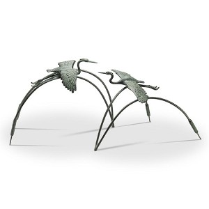 SPI Home Cranes and Reeds Garden Pair Sculpture – 18" Tall Bronze-Finish Metal Outdoor Bird Décor, Nature-Inspired Garden Accent - 1 of 3