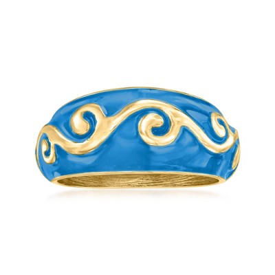 Ross-Simons Blue Enamel Swirl Ring in 18kt Gold Over Sterling
