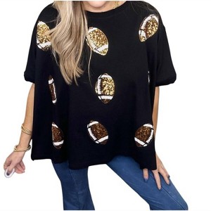 Women's Friday Night Lights Football Tee - FANTASTIC FAWN - 1 of 4