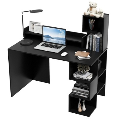 Tangkula 48" Modern Computer Desk Home Office Workstation w/ Hutch & Storage Shelves