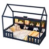 KIGFTSOD Twin Size House Bed with LED Light, Wood House Bed with Storage Bookshelf, Floor House Bed with Guardrails for Kids - 4 of 4