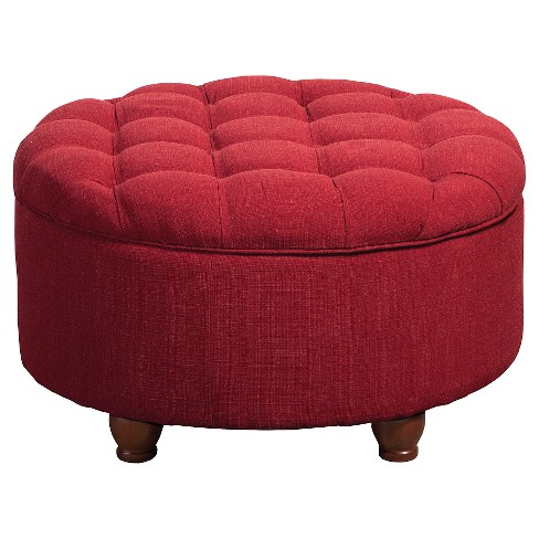 Tufted Round Cocktail Storage Ottoman Red - Homepop : Target