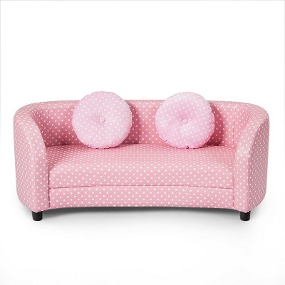Costway 2 Seat Kids Sofa Armrest Chair with Two Cloth Pillows Perfect for Girls Pink