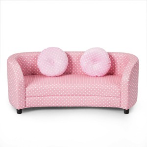 Costway 2 Seat Kids Sofa Armrest Chair with Two Cloth Pillows Perfect for Girls Pink - 1 of 4