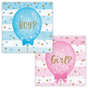 48ct Gender Reveal Balloon Beverage Napkins - 1 of 3