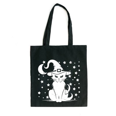 City Creek Prints Cat Hat Canvas Tote Bag - 15x16 - Black
