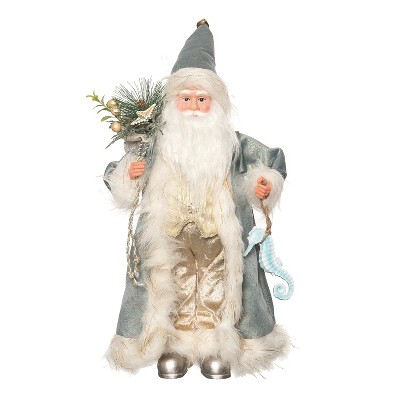 Transpac Fabric 15.75 in. Multicolor Christmas Santa By the Sea