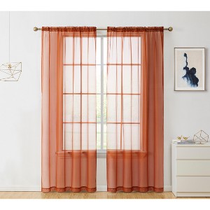 HLC.ME Sheer Voile Transparent Window Treatment Rod Pocket Curtain Panels - Set of 2 - 1 of 4