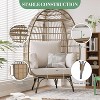 Oversized Wicker Egg Chair with Metal Stand, Waterproof & UV Resistant, Thick Removable Cushion, Indoor Outdoor Patio Lounge - 4 of 4