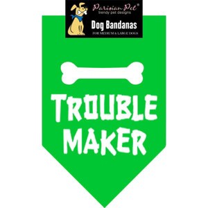 Parisian Pet 'Trouble Maker' Bandana for Dogs & Cats - Fun, Comfortable, Trendy Green Pet Fashion Accessory-Saint Patrick's Day - 1 of 4