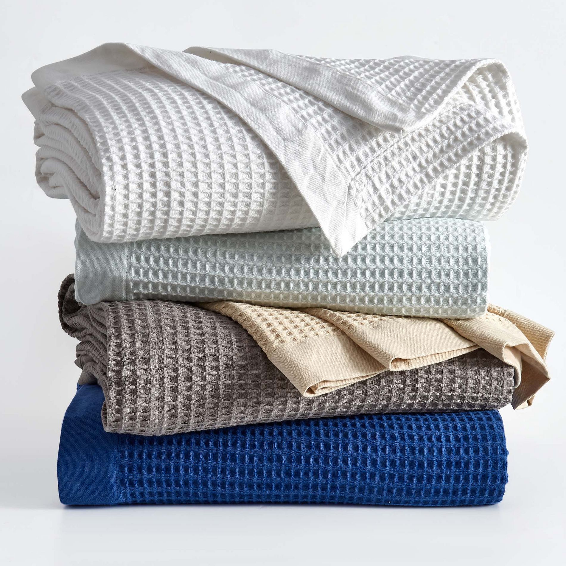 100% Cotton Waffle Weave All-Season Bed Blanket - Great Bay Home (Full / Queen, Navy)