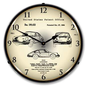 Collectable Sign & Clock | Porsche 911 1964 Patent LED Wall Clock Retro/Vintage, Lighted