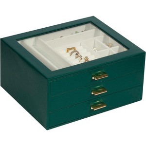 3-Drawer Jewelry Box with Glass Lid, Cloud White Organizer for Rings, Necklaces, Earrings, Interesting Gift - 1 of 4