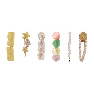 Unique Bargains Women's Classic Fashion Elf Hair Clips Yellow 6 Pcs - 1 of 3