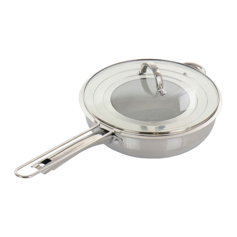 Oster Sangerfield 3 Piece 4 Quart Stainless Steel Saute Pan with Lid and Splatter Guard, 2 of 7