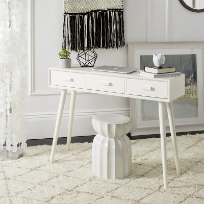 Elegant Transitional White Mirrored 3-Drawer Console Table