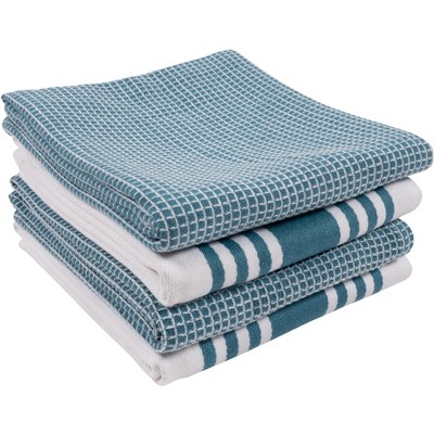 SET OF 4 New PANTRY Cotton Terry Kitchen Towels Blue White Striped Assorted