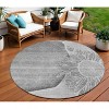 Gray Silver And Charcoal Floral Washable Indoor Outdoor Area Rug - 2 of 4