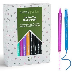Paper Junkie Simply Genius Cool Markers & Pattern Pens - Cute Stuff for School - Set of 10 with 5 Designs - 1 of 4
