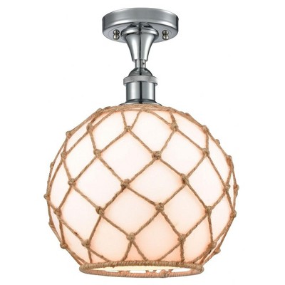 Farmhouse Rope - 1 Light Semi-Flush Mount In Industrial Style-15 Inches Tall and 10 Inches Wide