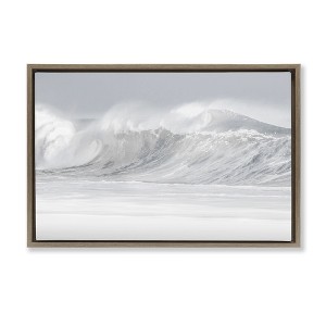 Stupell Industries Cresting Beach Wave Black Framed Floater Canvas Wall Art - 1 of 4