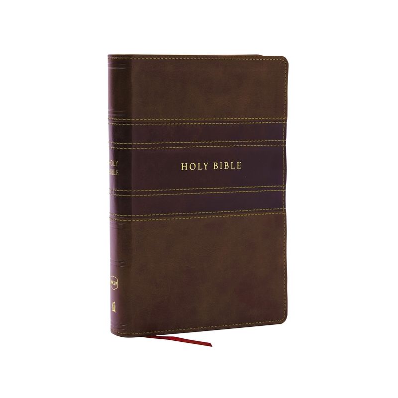 NKJV Personal Size Large Print Bible with 43,000 Cross References, Brown Leathersoft, Red Letter, Comfort Print - by  Thomas Nelson (Leather Bound), 1 of 2