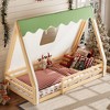 KTMBDW Twin/Full Size Floor Bed with Canopy and Lights Toddler Montessori Bed for Kids Dream Tent with Full-length Guardrails  for Boys Girl - 3 of 4