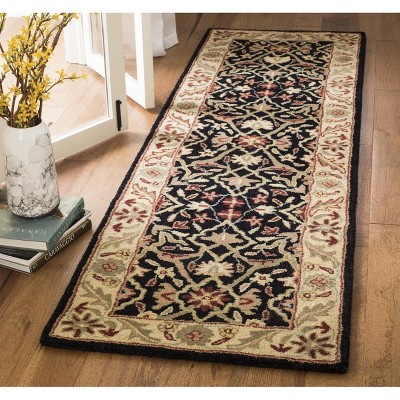 Elegant Black Wool Tufted 27" Reversible Area Rug