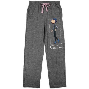 Coraline Walking Character Women’s Gray Heather Sleep Pajama Pants - 1 of 4