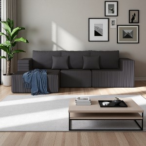 108.3" Corduroy L-Shaped Modular Sectional Sofa, 3-Piece Set - 1 of 4