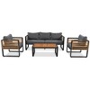 Nestfair 4pc Metal Frame Outdoor Patio Conversation Set with Acacia Wood Top and Cushions Gray - 2 of 4