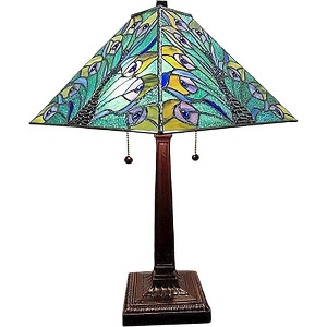 Amora Lighting Tiffany Style 2 Light Peacock Table Lamp 23" Tall - 1 of 4