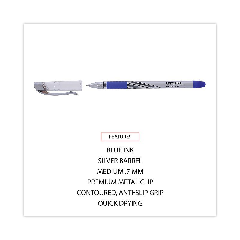 Universal Gel Stick Pen 0.7 mm Medium Blue Ink 1 Dozen 39611, 3 of 9