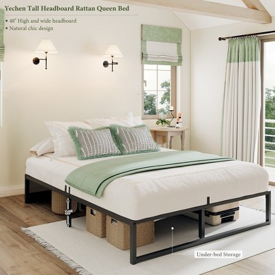 Metal Bed Frame, No Box Spring Needed, Headboard-Free Platform with Heavy-Duty Steel Slats for Quiet Support and Underbed Storage, Easy Assembly