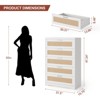 5 Drawer Dresser Rattan Dresser, Tall Chest of Drawers, Wood Dresser for Bedroom, Closet, Living Room, Hallway - 2 of 4