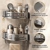 Attop Corner Shower Shelf (2-Pack) – Suction Cup/Drill-Free Bathroom Organizer with Towel Bar Hooks (Matte Gray) - 4 of 4