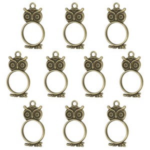 Unique Bargains DIY Crafts Earrings Necklace Bracelet Making Alloy Open Back Owl Bezel Pendants 10 Pcs - 1 of 4