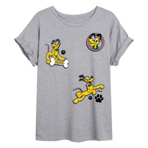 Women's - Disney - Pluto Paw Prints And Bone Oversized Graphic T-Shirt - 1 of 4