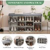Shoe Cushion with Bench ,Fluted Shoe Storage Sliding Door and Adjustable Shelf,3-Tier Shoe Rack Cabinet for Entryway, Bedroom, Living Room - 4 of 4