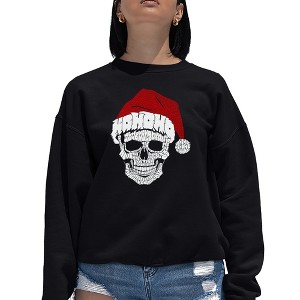 LA Pop Art Santa Skull - Women's Word Art Crewneck Sweatshirt - 1 of 4
