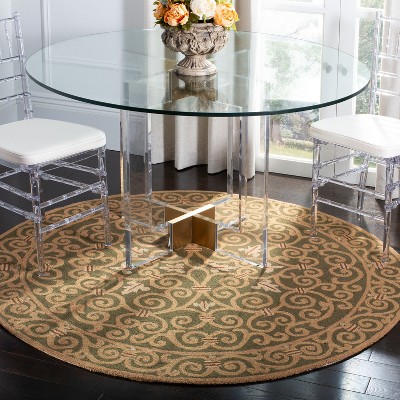Handmade Light Green Wool Round Area Rug