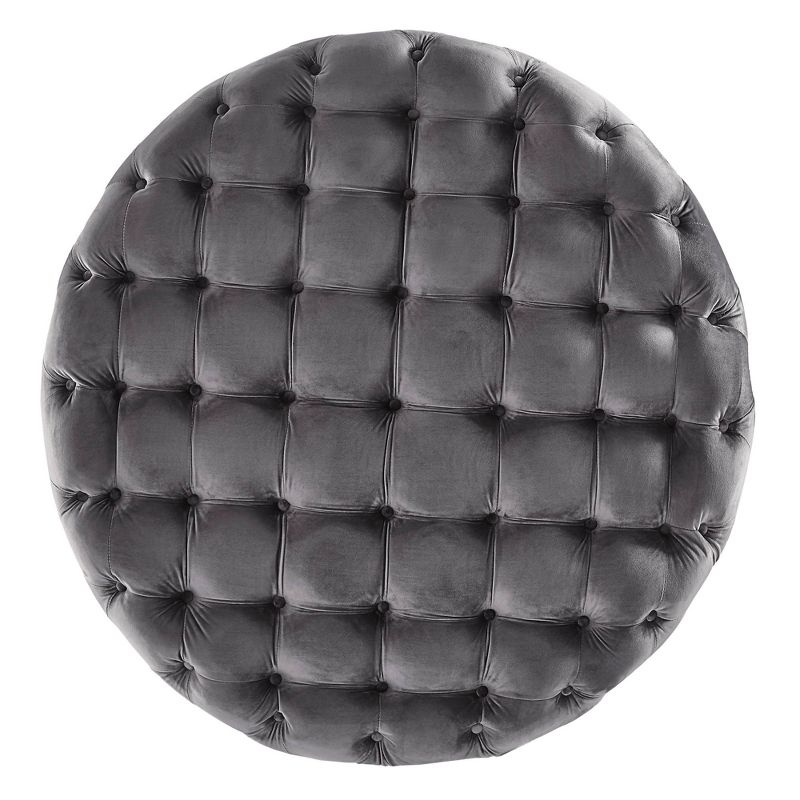Beekman Place Velvet Button Tufted Round Cocktail Ottoman - Inspire Q, 4 of 10